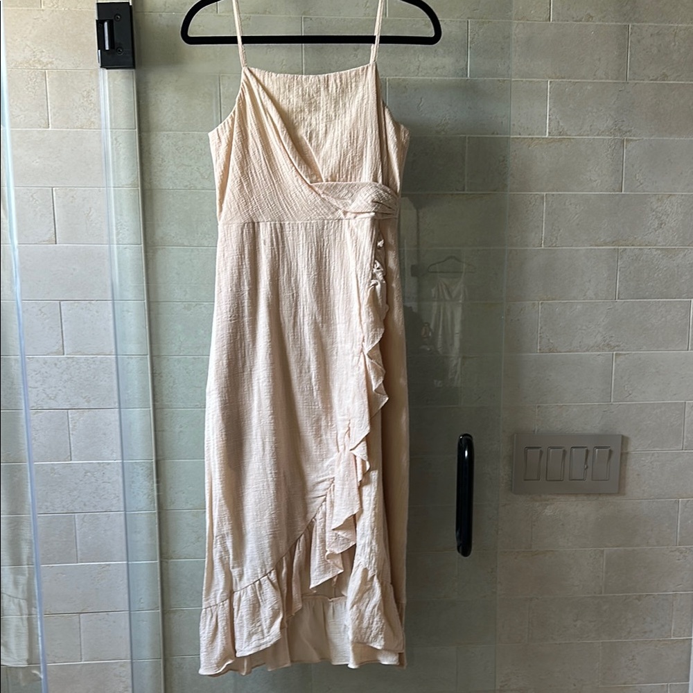Elegant Cream Wrap Dress